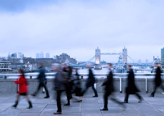 workers crossing bridge London v2